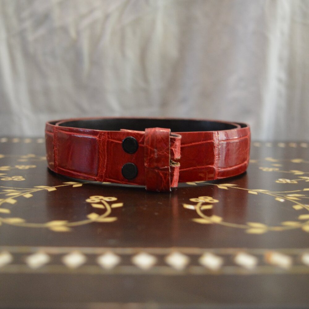 Kleinberg Sherrill Cherry Red Genuine Alligator 1 inch Belt (no buckle)